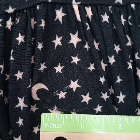 Vintage Romeo Star Moon Print Celestial Witchy Goth Boho Black Tiered Maxi Dress - Picture 8 of 14